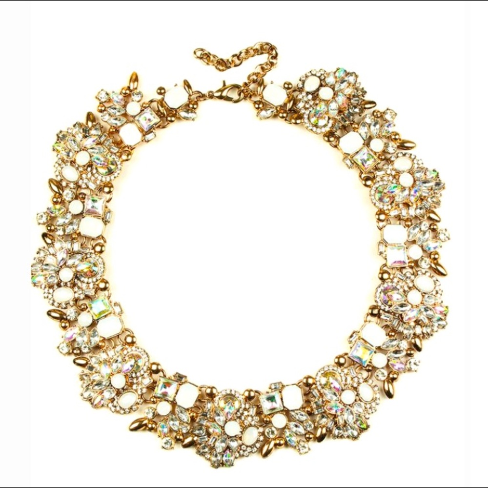 Eye Candy La White rhinestone statement necklace
